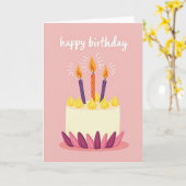 Carte de gâteau d'anniversaire rayé (Fleur jaune)