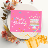 Carte de gâteau d'anniversaire rose mignonne - Ann