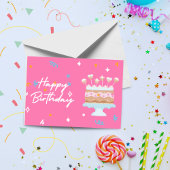 Carte de gâteau d'anniversaire rose mignonne - Ann