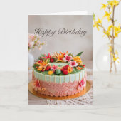 Carte de gâteau d'anniversaire tropical (Fleur jaune)