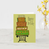 Carte de gâteau d'anniversaire vintage (Fleur jaune)