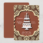Carte de gâteau d'anniversaire vintage - Design cl (Devant / Derrière)