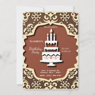 Carte de gâteau d'anniversaire vintage - Design cl