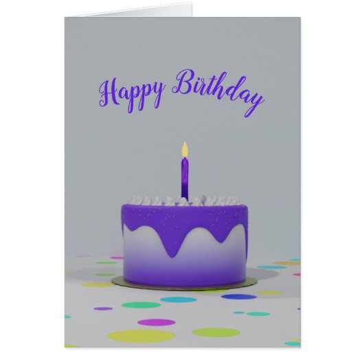 Carte de gâteau d'anniversaire violet (Devant)