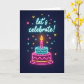 Carte de gâteau de célébration néon (Fleur jaune)