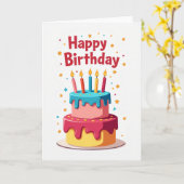 Carte de gâteau de fête (Fleur jaune)