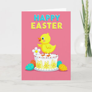 Carte de gâteau de Pâques Faux Gold Spring Chick