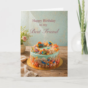 Carte de gâteau d'océan d'anniversaire de meilleur
