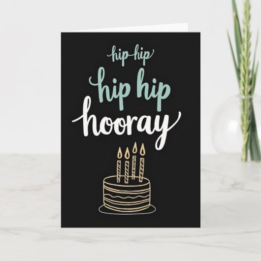 Carte de gâteau d'or d'anniversaire (Devant)