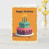 Carte de gâteau doux sarcelle (Fleur jaune)
