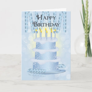 Carte De Gâteau Et Bougies Anniversaire Avec Ruban