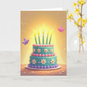 Carte de gâteau fantaisiste joyeuse (Fleur jaune)