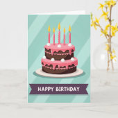 Carte de gâteau glacé rose (Fleur jaune)