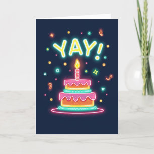 Carte de gâteau néon joyeux