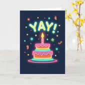 Carte de gâteau néon joyeux (Fleur jaune)