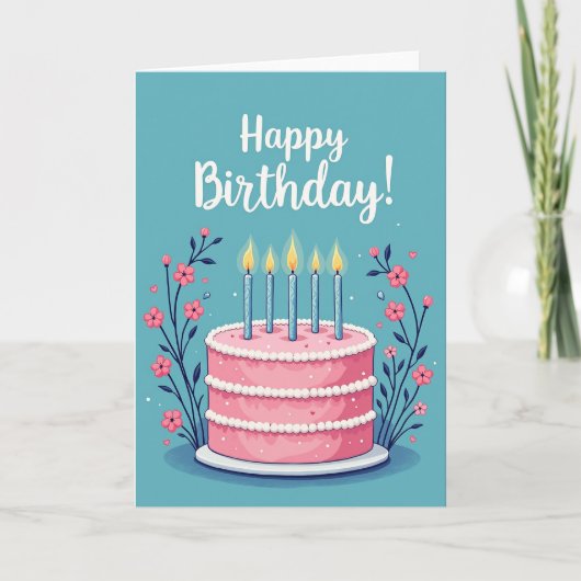 Carte de gâteau rose à pois (Devant)