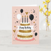 Carte de gâteau scintillant d'anniversaire (Fleur jaune)