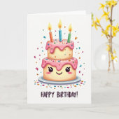 Carte de gâteau souriant doux (Fleur jaune)