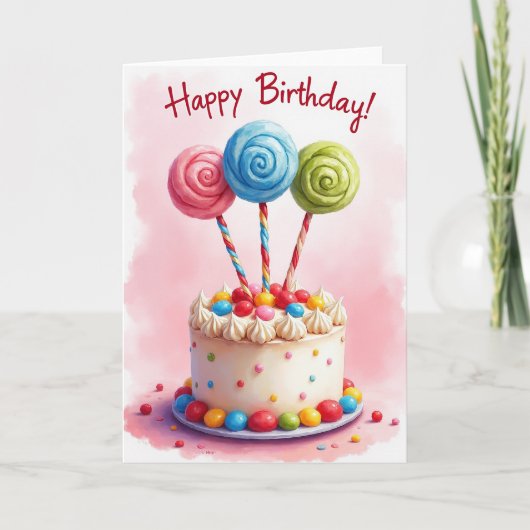 Carte de gâteau sucette joyeuse (Devant)