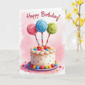 Carte de gâteau sucette joyeuse (Fleur jaune)