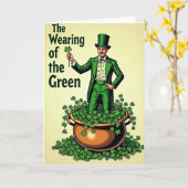 Carte de gentleman en vert portant shamrock (Fleur jaune)