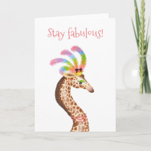Carte de girafe arc-en-ciel 'Restez fabuleux'