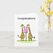 Carte de girafe de félicitations (Fleur jaune)