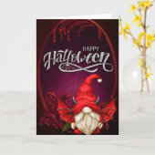 Carte de gnome diable de Halloween heureux (Fleur jaune)