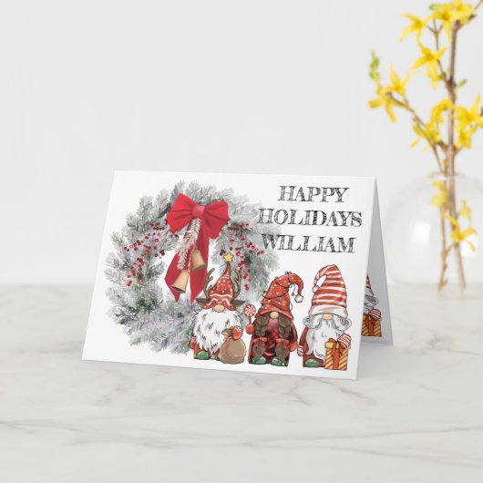 Carte de gnomes de Noël (Fleur jaune)