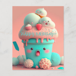 Carte de gobelet à crème glacée Kawaii