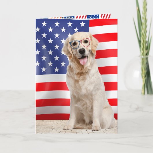 Carte de Golden Retriever pour le 4 juillet (Devant)