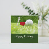 Carte de golf balle de golf et tee sur vert avec a (Debout devant)