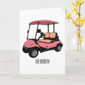 Carte de golf / dessin animé en voiturette de golf (Fleur jaune)