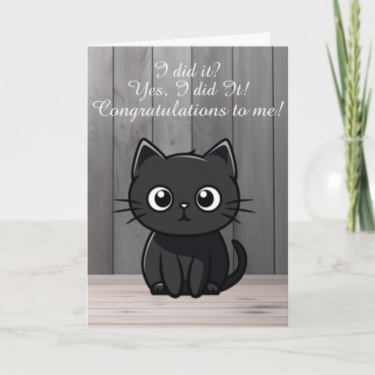 Carte de graduation de chat noir la plus fine (Devant)