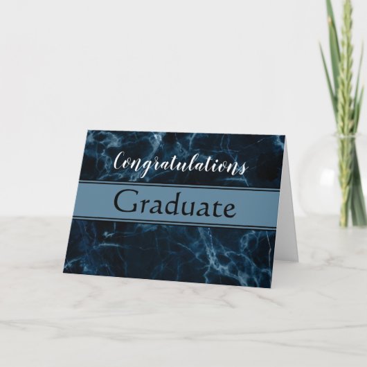 Carte de graduation en marbre bleu contemporain (Devant)
