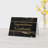 Carte de graduation en marbre d'or contemporain (Fleur jaune)
