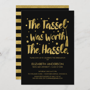 Carte de graduation Gold & Black Tassel