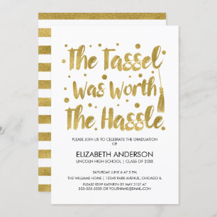 Carte de graduation Gold & White Tassel
