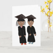 Carte de graduation jumelle de garçon et de fille (Fleur jaune)