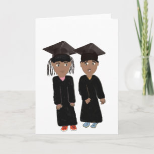 Carte de graduation jumelle de garçon et de fille