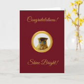 Carte de graduation Owl Félicitations (Fleur jaune)