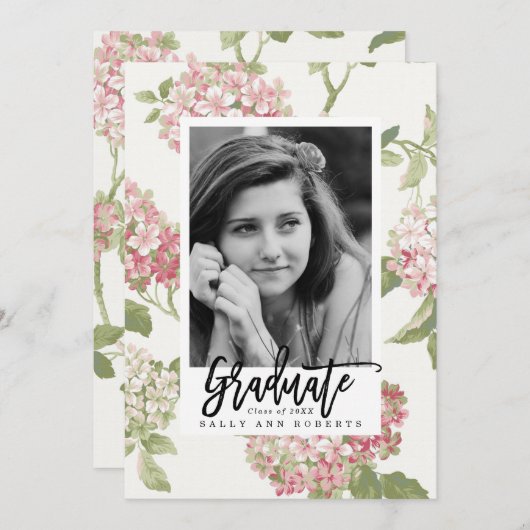 carte de graduation photo de l'hydrangée rousse (Devant / Derrière)