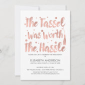 Carte de graduation rose Gold Tassel (Devant)