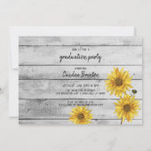 Carte de Graduation Rustique White Wood Sunflowers (Dos)