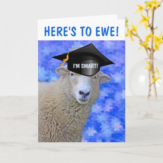 Carte de graduation Smart Sheep (Fleur jaune)