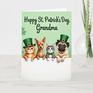 Carte de grand-mère pour animaux Shamrock