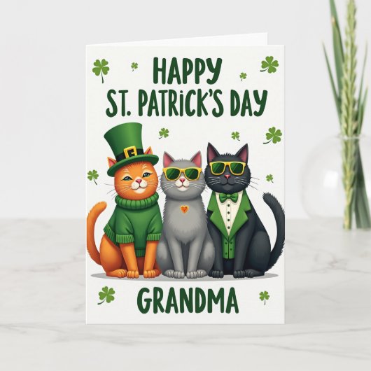 Carte de grand-mère pour chats de la Saint-Patrick (Devant)