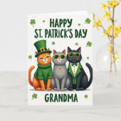Carte de grand-mère pour chats de la Saint-Patrick (Fleur jaune)