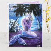 Carte de grand salut Mermaid Lune (Fleur jaune)