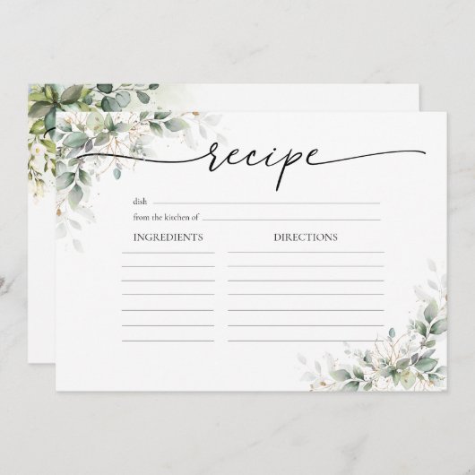 Carte de grande recette Eucalyptus Gold Fête des m (Devant / Derrière)